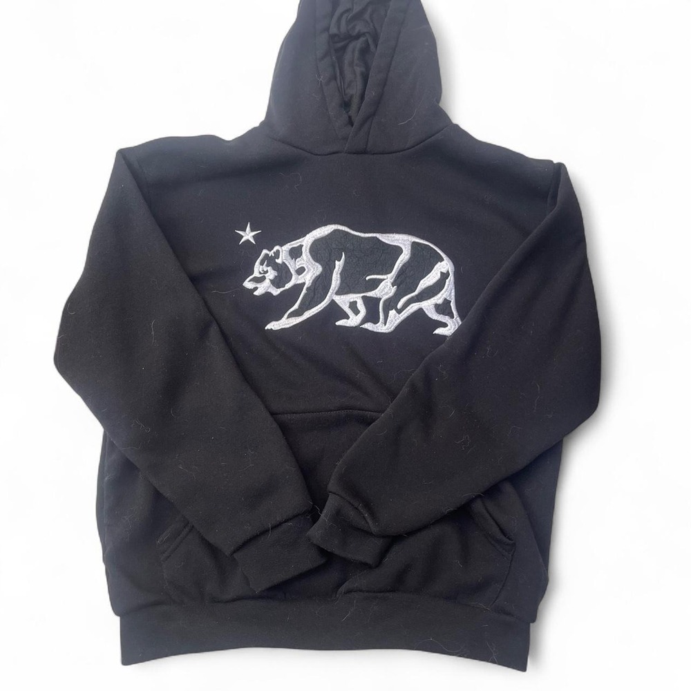 Original Deluxe Supply Mens California Bear Embroidered Hoodie Black Size M